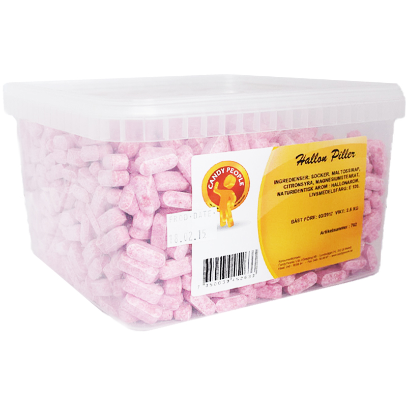 Hel Låda "Godispiller" Hallon 2,5kg - 85% rabatt