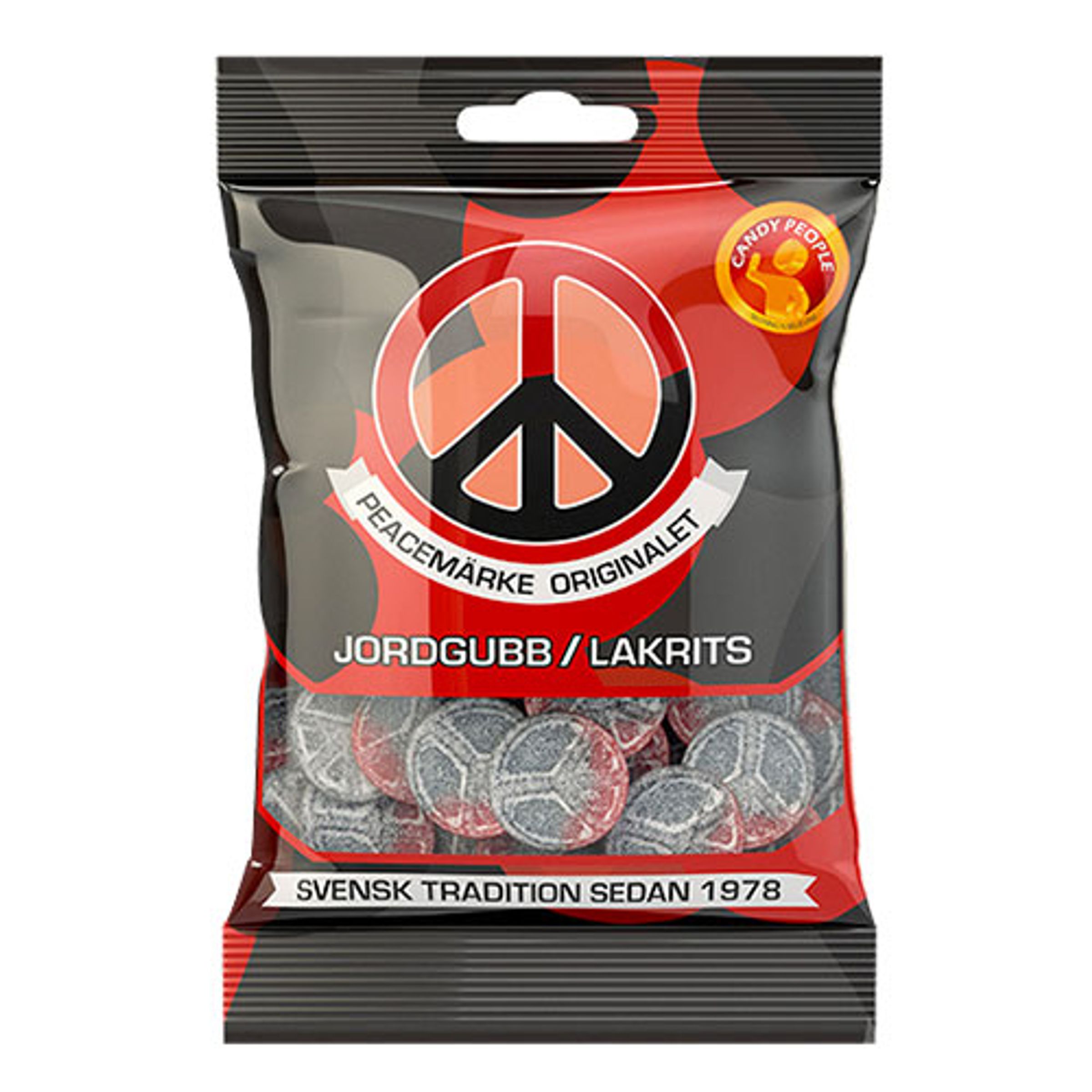 Peacemärken Jordgubb-Lakrits i Påse - 80 gram