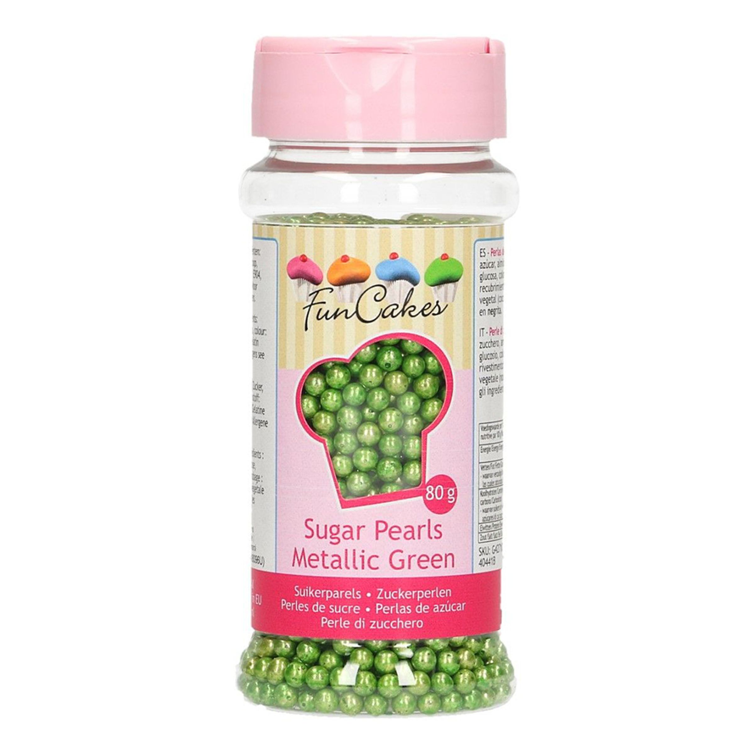 FunCakes Strössel Sugarpearls Metallic Green/Grön - 80 g