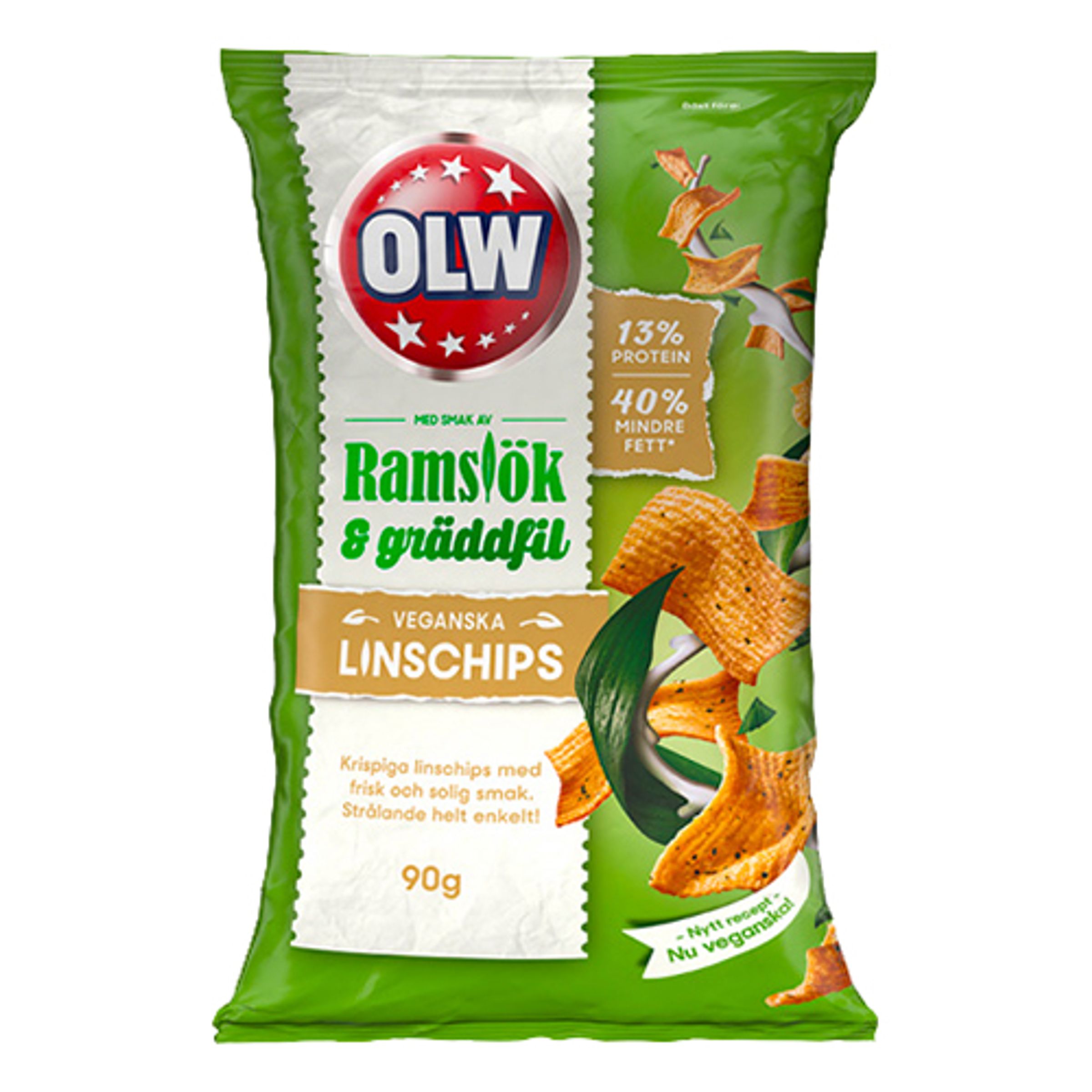 OLW Linschips Ramslök & Gräddfil - 90 gram