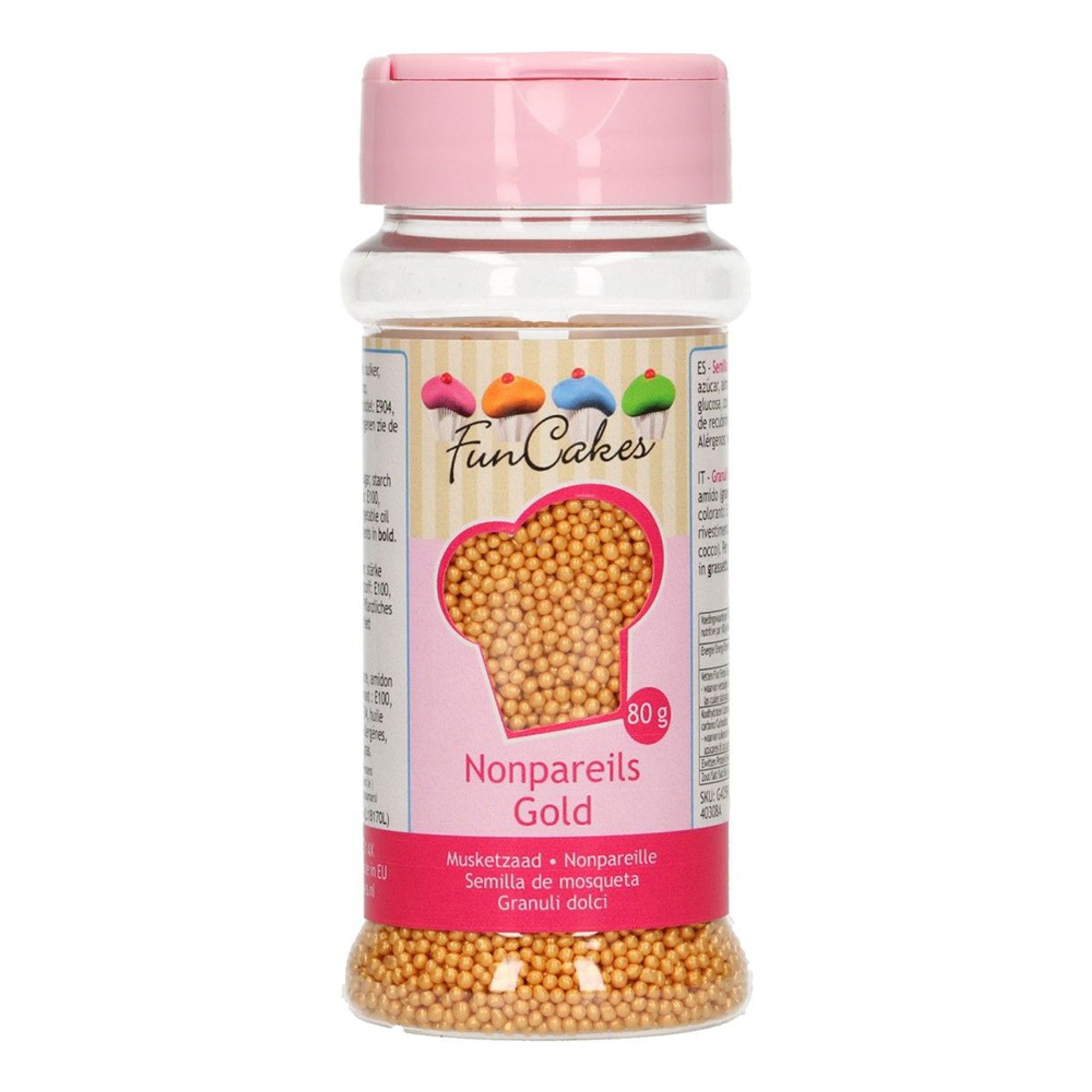 FunCakes Strössel Nonpareils Gold/Guld - 80 g