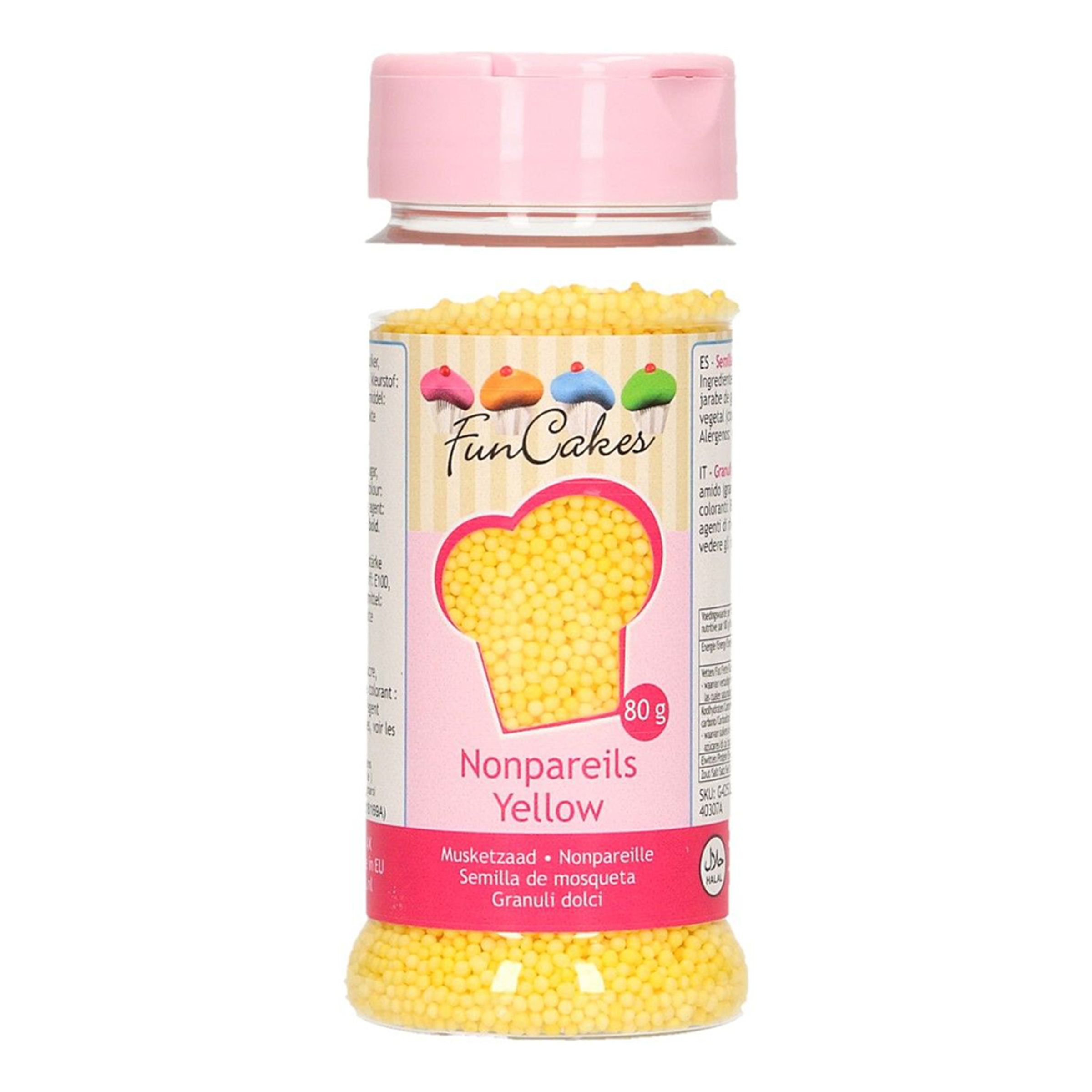 FunCakes Strössel Nonpareils Yellow/Gul - 80 g