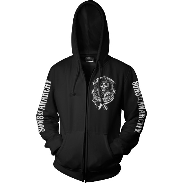 Sons Of Anarchy SOA Scroll Logo Zipped Hoodie
