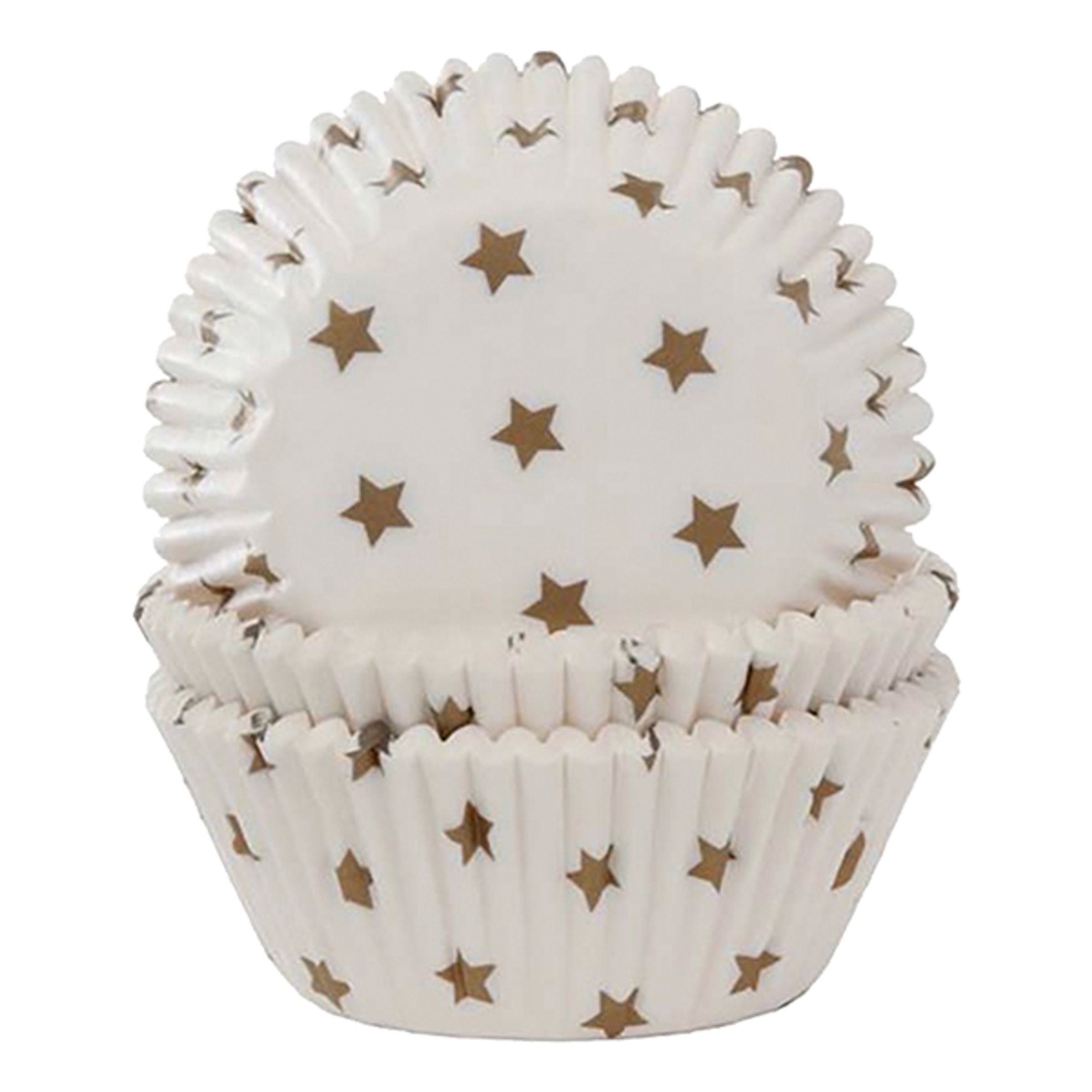 Muffinsformar Vita med Guldstjärnor - 50-pack