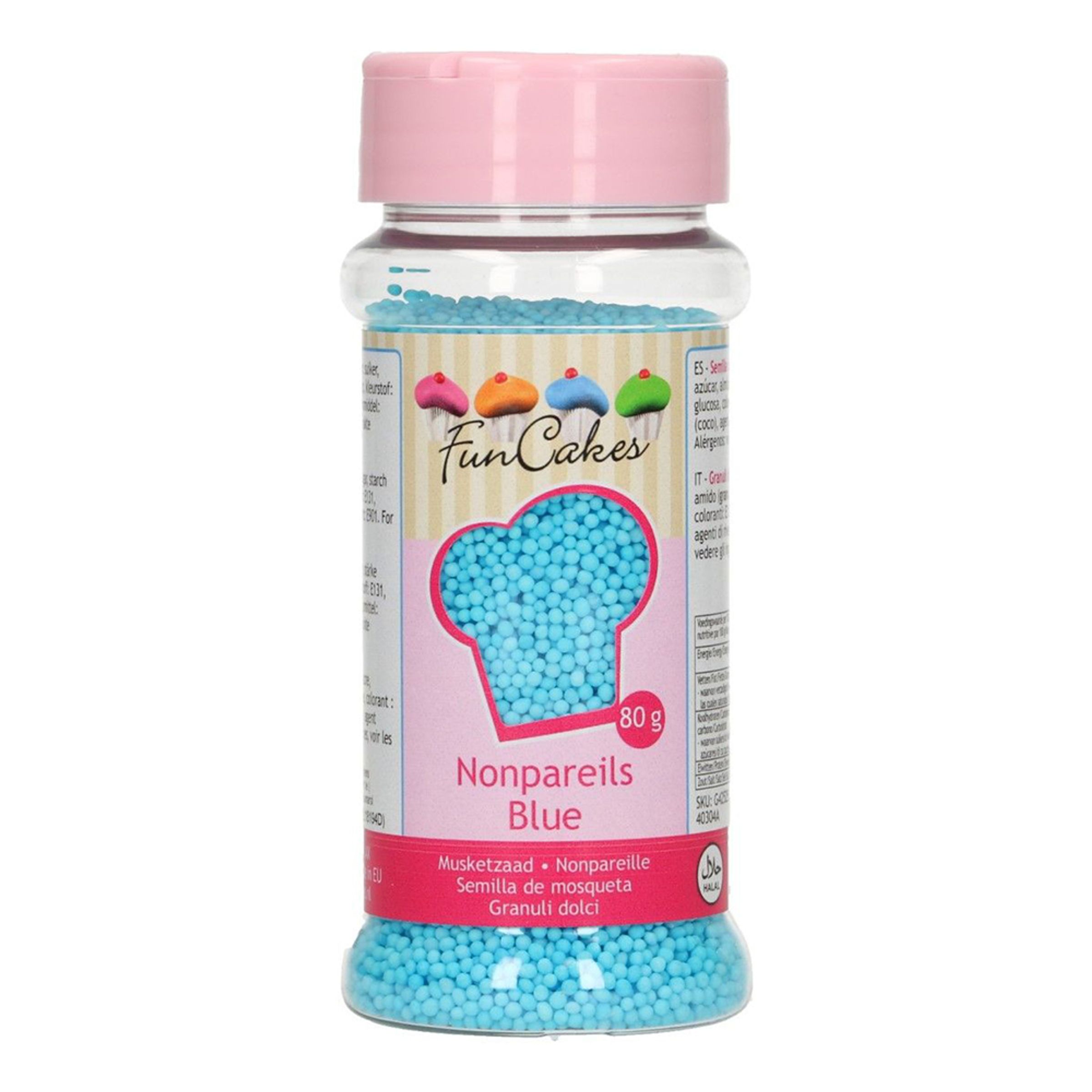 FunCakes Strössel Nonpareils Blue/Blå - 80 g