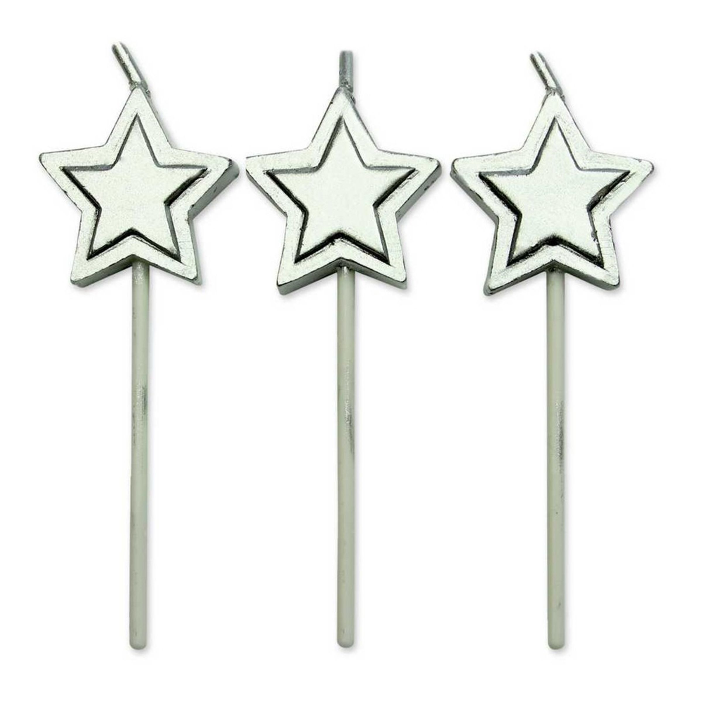 Tårtljus Stjärnor Silver - 8-pack
