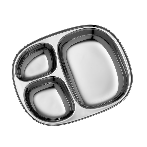Pulito SteelLunchTray Rostfri Tallrik, 3 fack Medium