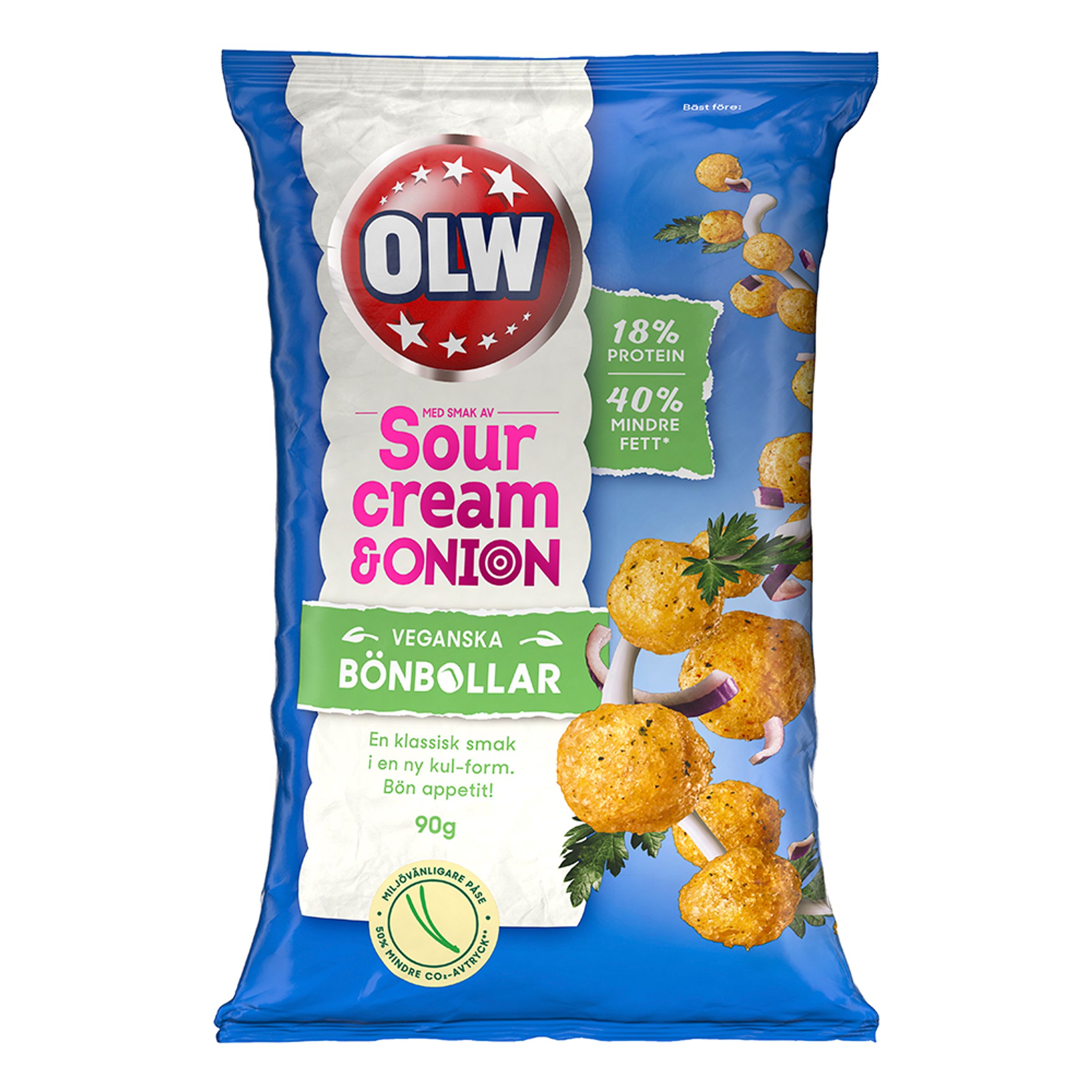 OLW Bönbollar Sourcream & Onion - 90 g
