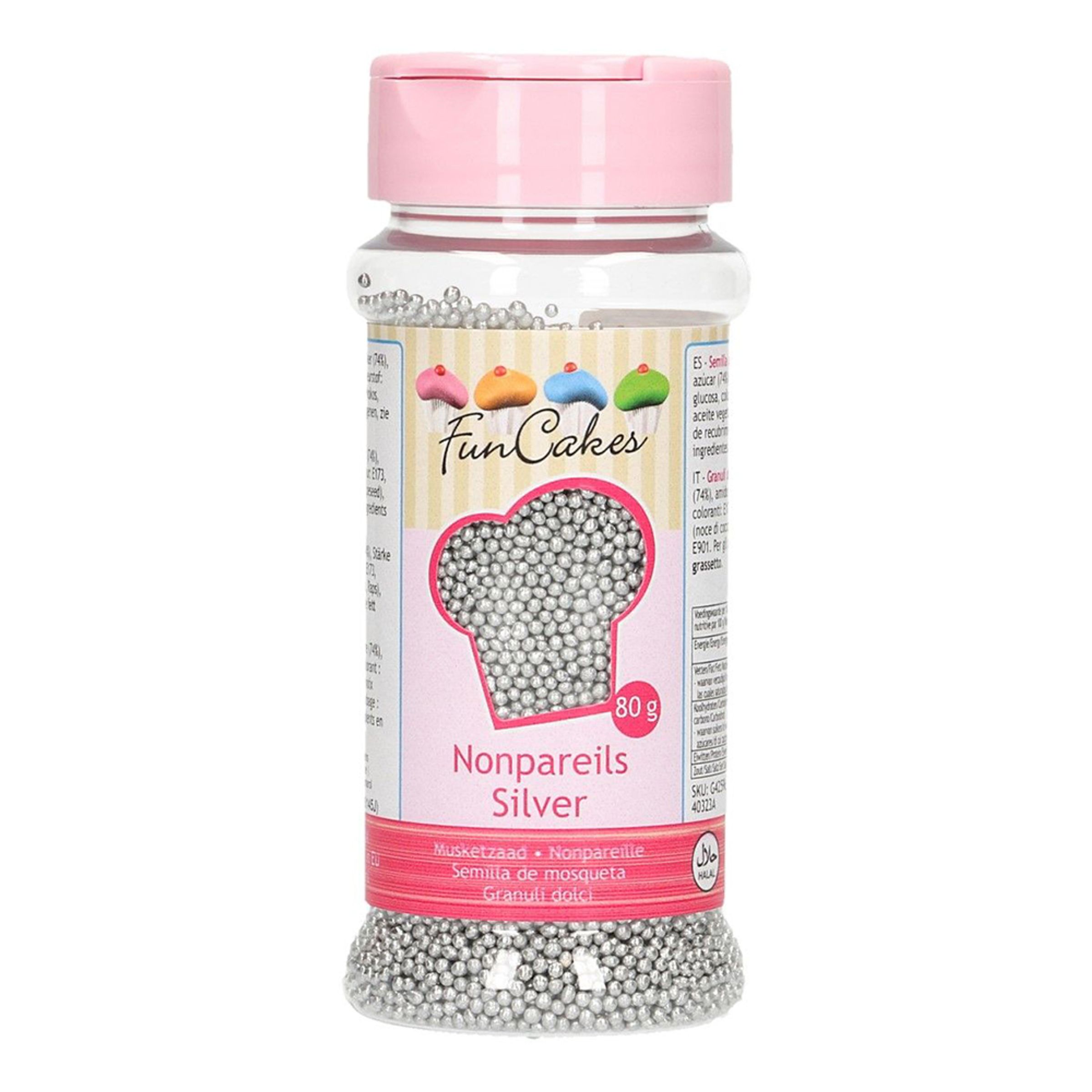 FunCakes Strössel Nonpareils Silver - 80 g