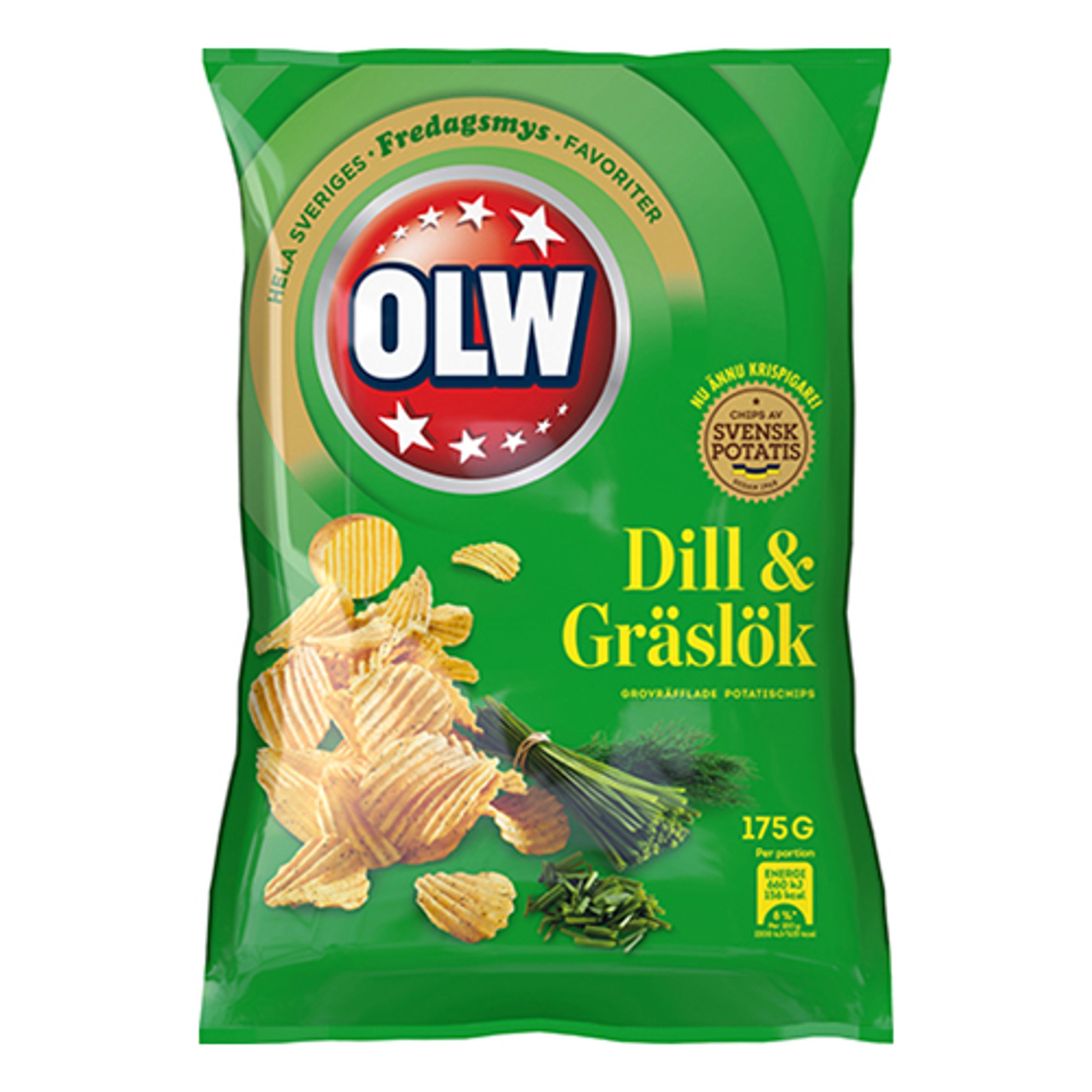 OLW Dill & Gräslök Chips - 175 gram