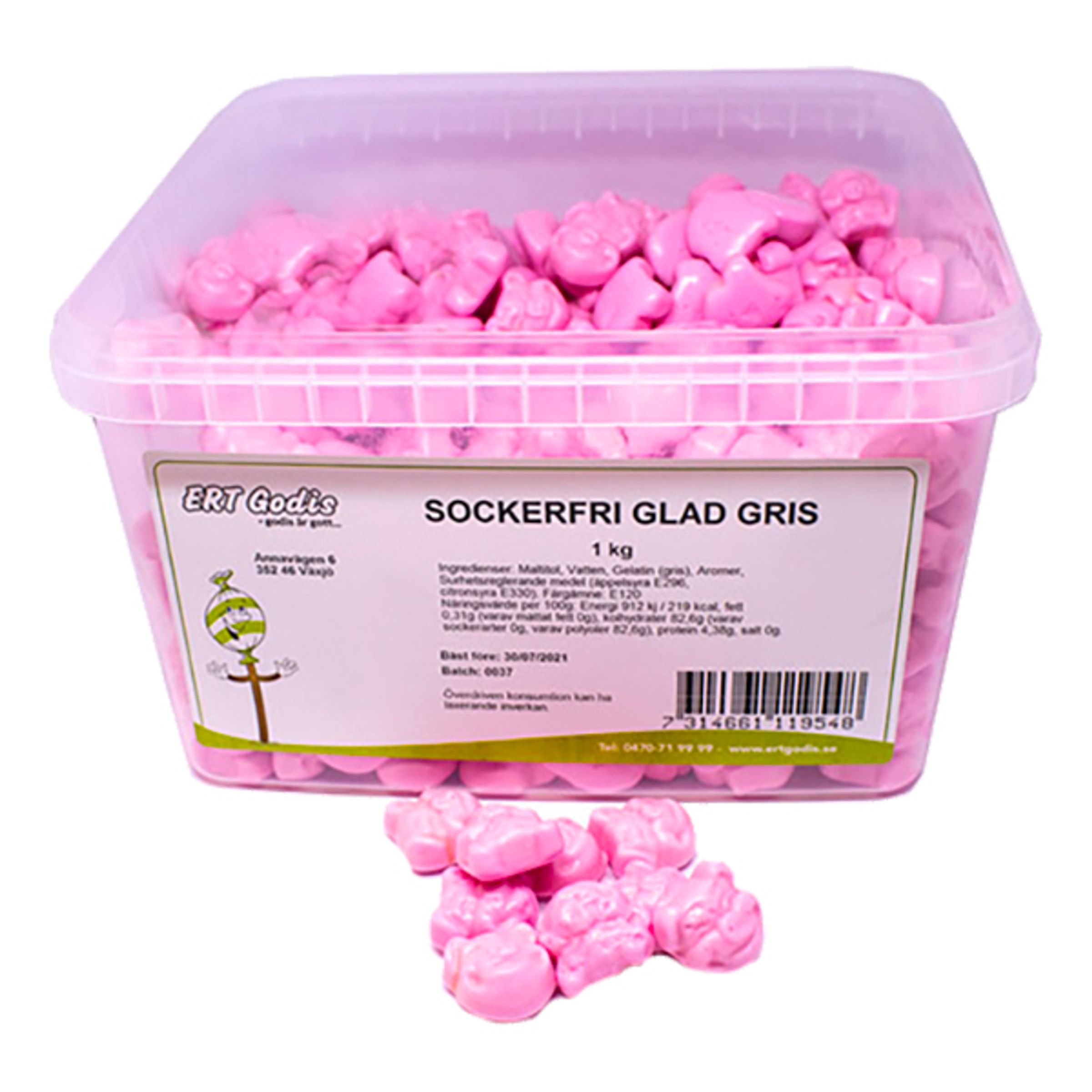 Sockerfri Glad Gris Storpack - 1 kg