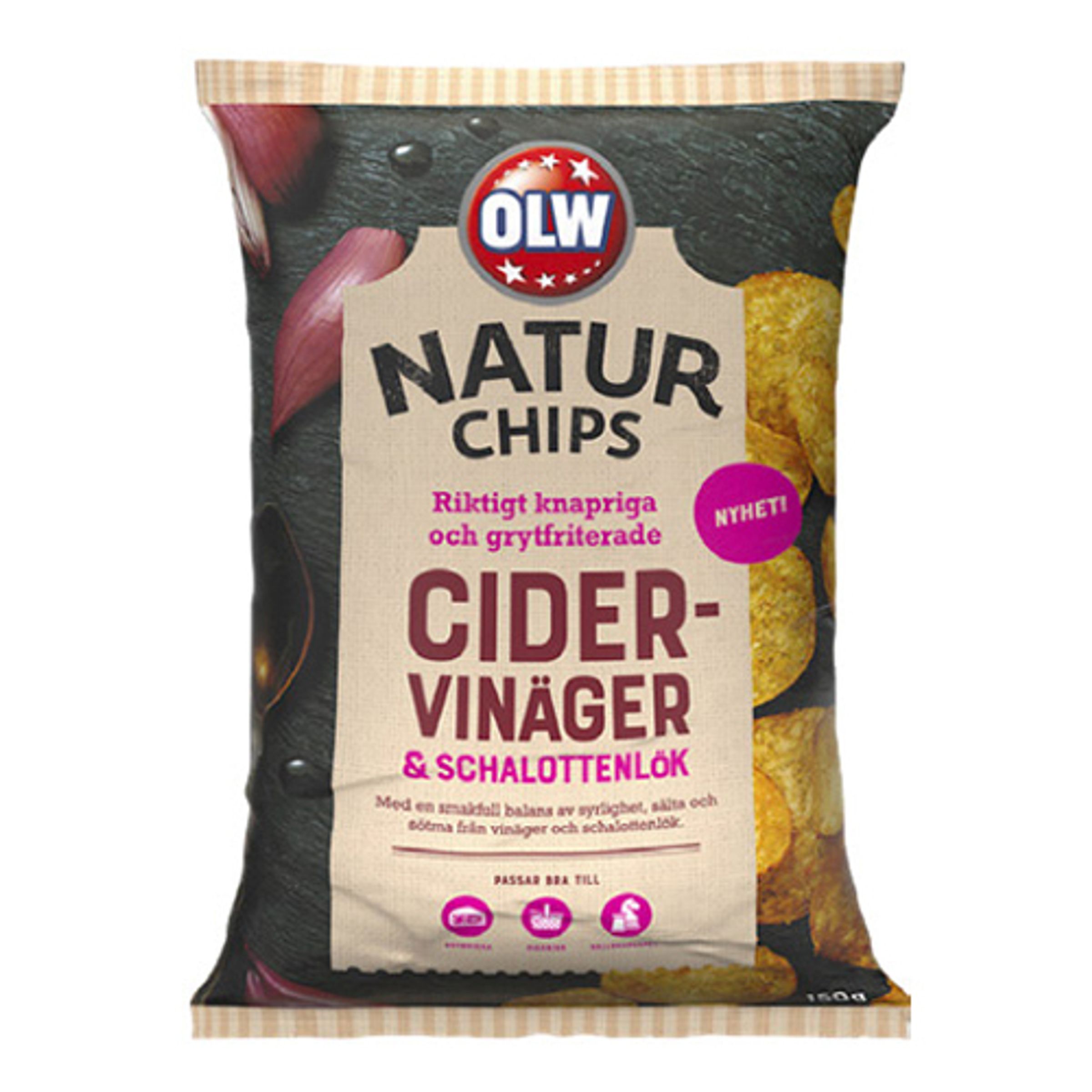 OLW Naturchips Cidervinäger & Schalottenlök - 150 gram