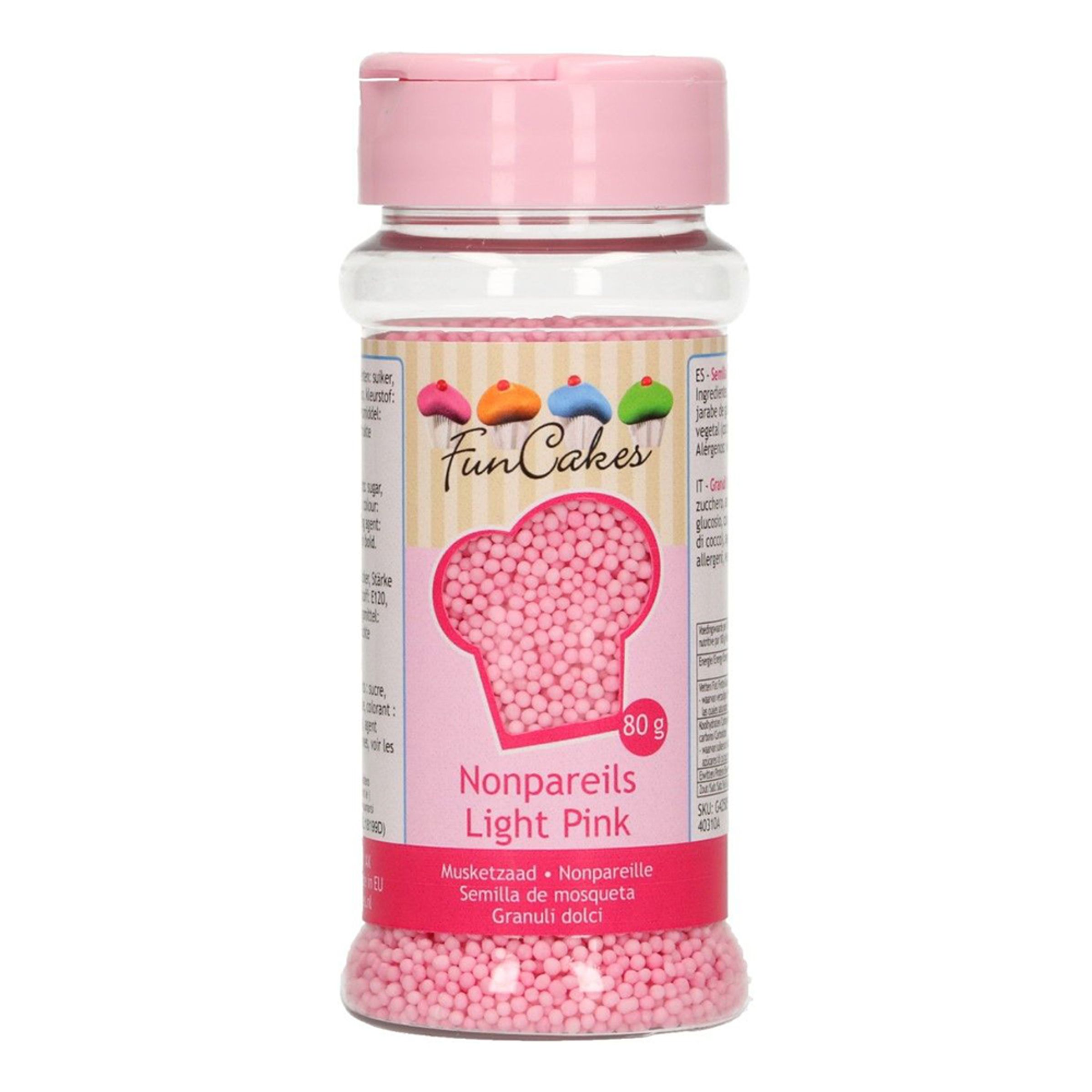 FunCakes Strössel Nonpareils Light Pink/Ljusrosa - 80 g